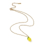 Glass Seed Beaded Lemon Pendant Necklace with 304 Stainless Steel Cable Chains
