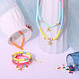 Bracelets extensibles et ensembles de bijoux collier pendentif, perles de heishi en pâte polymère faites main, laiton perles d'entretoise, accessoires en alliage