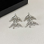 Pendientes colgantes de aleación con pedrería para mujer, pájaro, con perlas de imitación