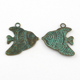 Zinc Alloy Pendants, Cadmium Free & Lead Free, Fish, 33x29x2mm, Hole: 3mm