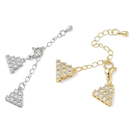 Удлинитель цепи из прозрачного кубического циркония из латуни с микропаве, треугольные, с застежкой и зажимом на концах, без кадмия и без свинца, долговечный, стойки покрытие