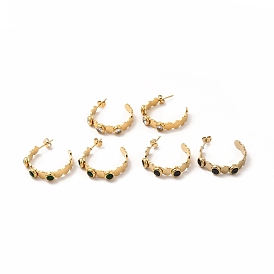 Ion Plating(IP) 304 Stainless Steel Stud Earrings, Cubic Zirconia Earrings for Women, Golden