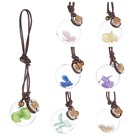 BENECREAT Car Hanging Glass Perfume Bottles, Car Air Freshener Diffuser, with Dried Flower Inside, Round