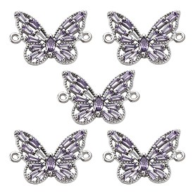 Латунные соединители с кубическим цирконием, без никеля , бабочка, сирень