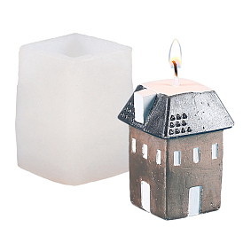 Christmas Theme DIY House Candle Silicone Molds, for Scented Candle Making
