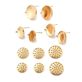 Латунные гвоздики серьги фурнитура, настройки ситового кольца, плоско-круглые