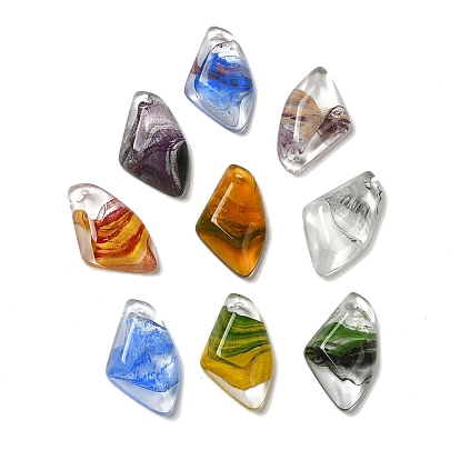 Transparent Glass Pendants, Faceted Wing Charms