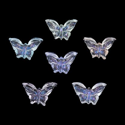 Transparent Resin Cabochons, with Glitter Powder, Butterfly