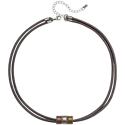 1Ожерелье из плоских круглых бусин из сплава, имитирующее кожу, двухслойное