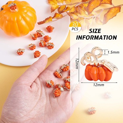 30 Pieces Thanksgiving Pumpkin Charms Pendant Fall Theme Charm 3D Orange Pumpkin Charms for Jewelry Necklace Bracelet Earring Making Crafts