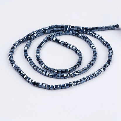 Electroplate Glass Beads Strands, Full Plated, Faceted, Cube