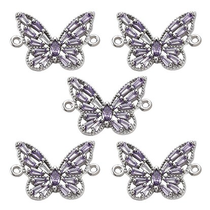 Латунные соединители с кубическим цирконием, без никеля , бабочка, сирень