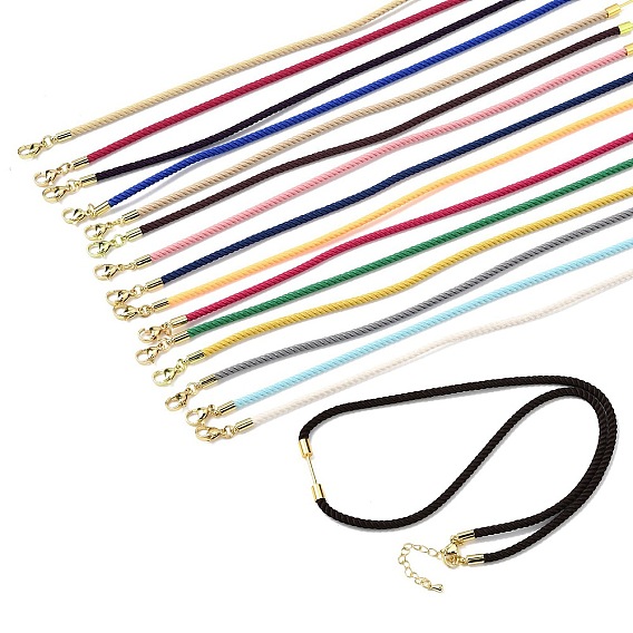 3мм круглые нейлоновые миланские шнуры для изготовления ожерелий, с латунными выводами и 303 застежками из лобстера из нержавеющей стали, золотые, долговечный, стойки покрытие