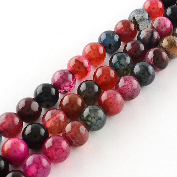 Dyed Natural Agate Round Bead Strands