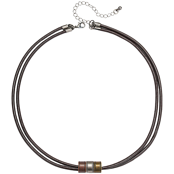 1Ожерелье из плоских круглых бусин из сплава, имитирующее кожу, двухслойное