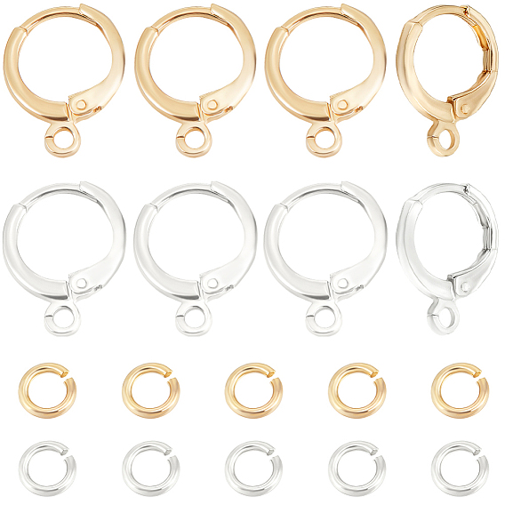 20 шт. 2 цвет латуни серьги с рычагом, с петлями и открытыми кольцами 20шт.