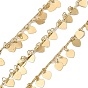 Rack Plating Brass Link Chains, with Heart Charms, Long-Lasting Plated, Soldered, with Spool