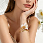 Alloy Enamel Hinged Cuff Bangles for Women, White Fleur De Lis