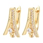 Латунная фурнитура для серег, с микро проложить четкого кубического циркония, стойки покрытие, долговечный, без кадмия и без свинца, с петлей