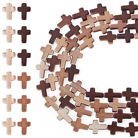 4 нити из синтетических бирюзовых бусин, окрашенных аэрозольной краской, крестик