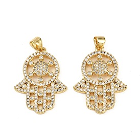 Латунные микро проложить кубического циркония подвески, hamsa hand charms, без кадмия и без свинца, стойки покрытие, долговечный