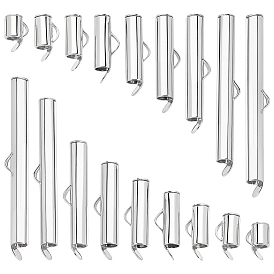 90шт. 9 стили латунные защелки на концах трубчатые зажимы, торцевые крышки слайдера