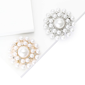 Alloy Crystal Rhinestone Flower Brooch with White Imitation Pearls