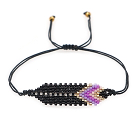 Friendship Arrowheads Loom Pattern MIYUKI Seed Beads Bracelets for Women, Adjustable Nylon Cord Braided Bead Bracelets