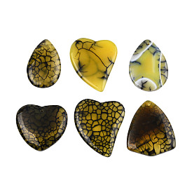 Natural Crackle Agate Big Pendants, Dyed, Mixed Shapes