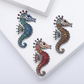 Alloy Brooches, Rhinestone Pin, Jewely for Women, Sea Horse