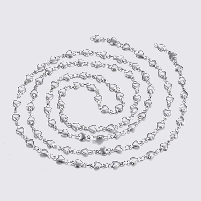 304 Stainless Steel Chains, Soldered, Heart Link Chains