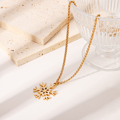 Элегантные 304 подвески-снежинки из нержавеющей стали с белой эмалью для женщин