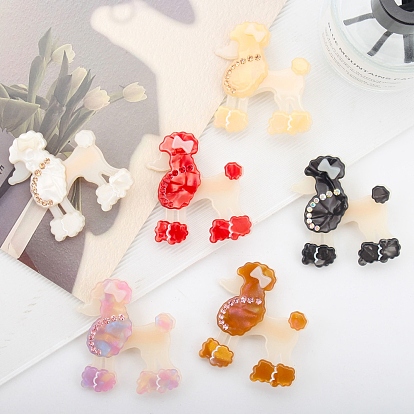 Cute Poodle Cellulose Acetate Alligator Hair Clips, with Rhinestone, Hair Accessories for Girls