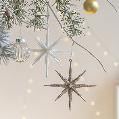 Star/Starfish/Bird Plastic Pendant Decorations, for Christmas Tree Hanging Ornaments