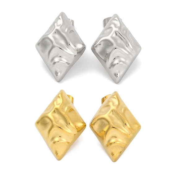 Ионное покрытие (ip) 304 серьги-гвоздики из нержавеющей стали, ромб