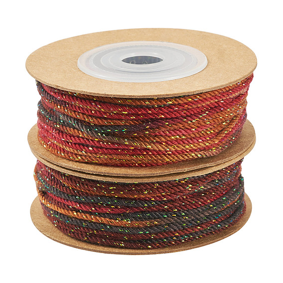 2 рулоны сегментного окрашенного хлопкового витого шнура, для поделок ремесел, упаковка подарков и изготовление ювелирных изделий