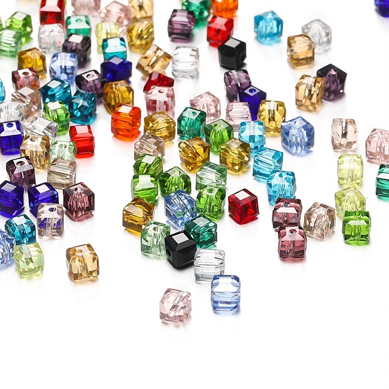 Transparent Acrylic Beads, Faceted Cube