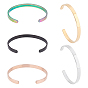 5шт. 5 цвета браслеты-манжеты из нержавеющей стали, простые плоские браслеты для женщин