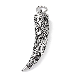 Viking 316 Surgical Stainless Steel Big Pendants, with Jump Ring, Wolf Tooth Charm