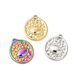 Ion Plating(IP) 304 Stainless Steel Pendants, Flat Round with Eye Charms
