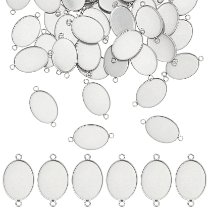 50 шт. 304 Настройки для коннектора кабошона из нержавеющей стали, чашки безель с краями, овальные