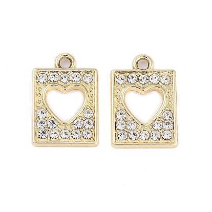 Подвески со стразами из сплава с УФ-покрытием, прямоугольные подвески в виде сердечек