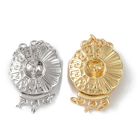 Латунная застежка, 3 нитей, 6-луночное, цветок