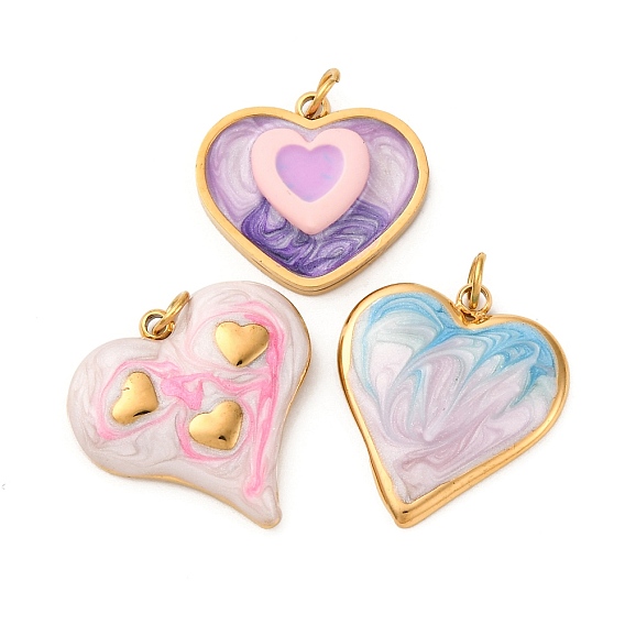 304 нержавеющей стальной эмали подвески, с целью перехода в кольце, ионное покрытие (ip), шарма сердца, реальный 18 k позолоченный