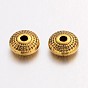 Tibetan Style Alloy Spacer Beads, Lead Free and Cadmium Free, Flat Round