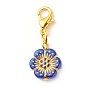 Plating Acrylic Pendant Decorations, Metal Enlaced, with Alloy Lobster Claw Clasps, Flower