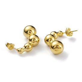304 Stainless Steel Round Ball Beaded Stud Earrings for Women