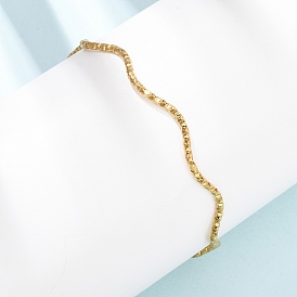 Текстурированные 304 браслеты из нержавеющей стали для женщин, скрученная волна, ионное покрытие (ip), долговечный