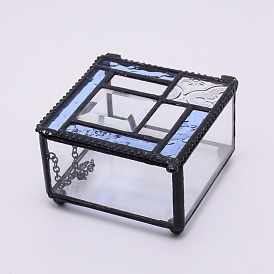 Tin Jewelry Box, with Glass, Square