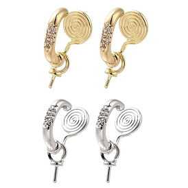 Фурнитура для ушей из латуни с кубическим цирконием, без кадмия, без никеля и без свинца, вихревые